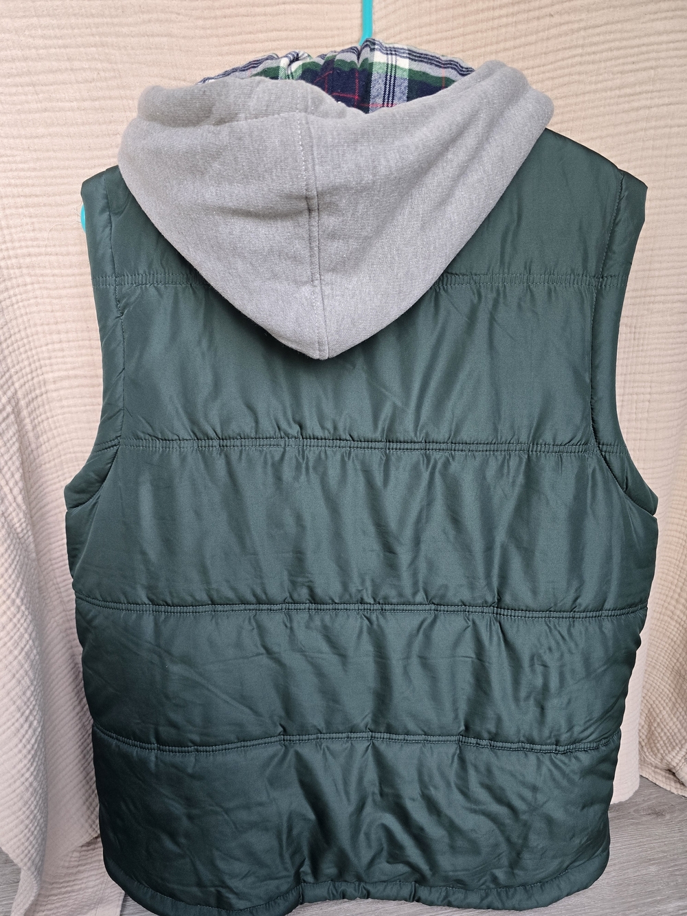 Weatherproof Men’s Forest Green Quilted Hooded Puffer Vest Size Large - Picture 4 of 5